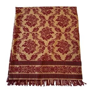 Sferra Virgin Wool Fringed Throw Red Made In Italy Approximate‎ Size 58 x 68